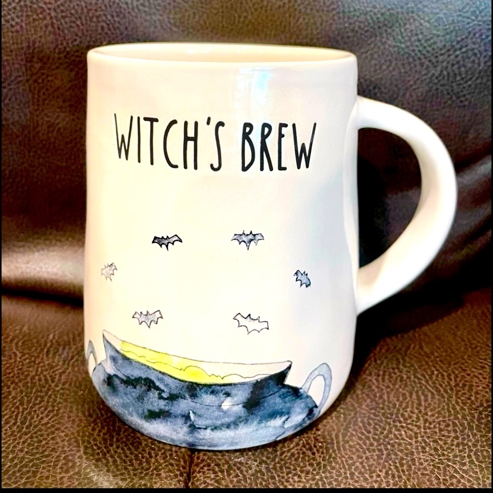 Rae Dunn WITCH'S BREW Cauldron Bats Design Halloween Coffee Mug BRAND NEW!!